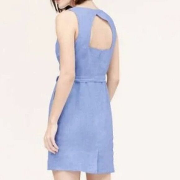 Loft Linen Sleeveless Tie Front Dress Size 10P - Picture 2 of 7